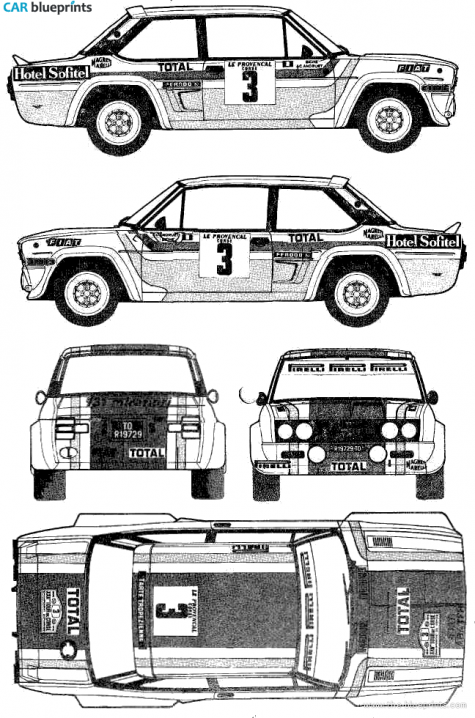 Fiat 131 Abarth Rallye Sedan blueprint